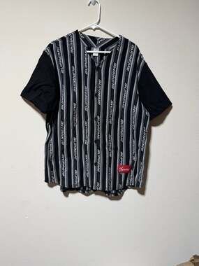 Supreme SS19 Jacquard Logo Baseball Jersey Black XL
